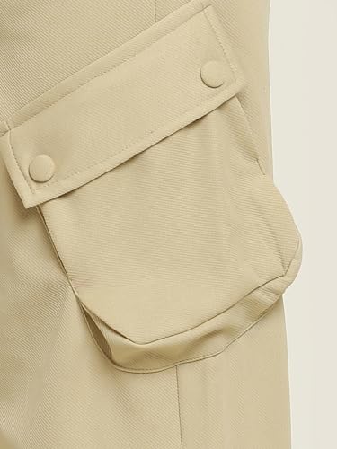 Image of Fashion Women's Casual Cargo Pants Flared High Waist Relaxed Fit Stretchable Parallel Trousers