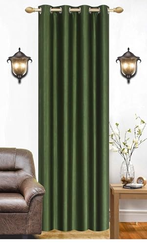 Image of Woah Modern Solid Long Crush Curtain Door CCurtain Polyester Weaved Parda Modern Parde for Living Room Bedroom Home Office Screens Eyelet Ring Olive Green 7Feet(Pack of 1)