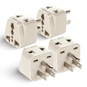 Orei India US Converter Plug, India to USA, Philippines, Canada Travel Adapter - Type B Plug - 2 in 1 - Perfect for Laptop, Camera, Charger and More - CE, RoHS - 4 Pack - Beige