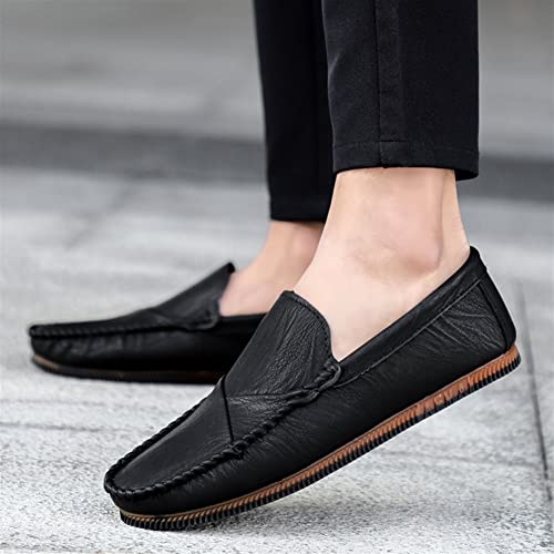 Mens Loafers Shoe Vegan Leather Stitching Details Round Toe Rubber Sole Flat Heel Slip Resistant Flexible Casual Prom Slip-on2