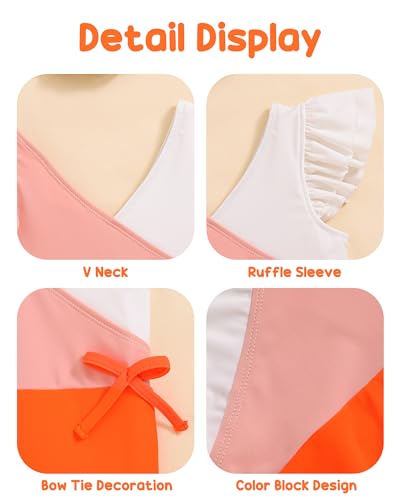 Image of Mioglrie Toddler Baby Swimsuit Girl Bathing Suit Girl 2T 3T 4T 5T 6T Girls One Piece Swimsuits Color Block Swimwear