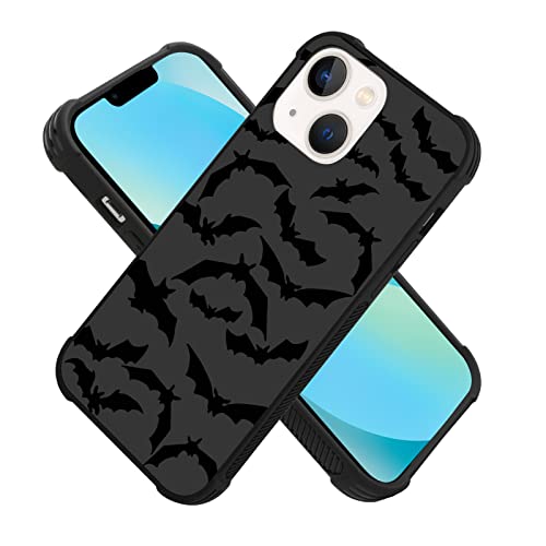 Mophinda Compatible Black Bat Iphone 13 Case Design With Tire Texture Anti Slip + Shock Resistant Rugged Tpu Case For Iphone 13 6.1 Inch (2021) Bat Pattern #TOP13