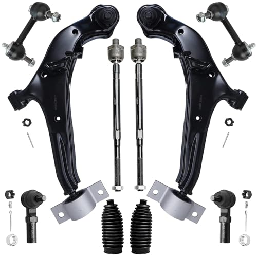 Image of Detroit Axle - 12pc Front End Suspension Kit for 2000-2001 Nissan Maxima Infiniti I30 2 Ready Struts 2 Lower Control Arms w /Ball Joints 2 Sway Bars 4 Inner Outer Tie Rods 2 Boots Replacement