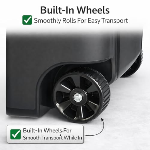 45 Gallon Heavy Duty Trash Can with Wheels and Lid, Outdoor Garbage Can Rolling Waste Bin, Large Plastic Trash Container for Backyard, Garage, Patio, Indoor & Outdoor Use