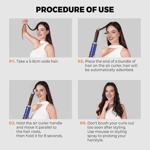 Image of 5 in ONE Hair Dryer Brush, Blow Dryer Brush Air Curling Iron, Hot Air Brush Round Brush Blow Dryer, 1.25 in Left&Right Hair Styler 100-120V