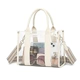LOXOMU Clear Tote Bag Stadium Approved Crossbody Clear Bag for Stadium Events Clear Purse Handbag for Women for Sport, Concert, Work (Beige)