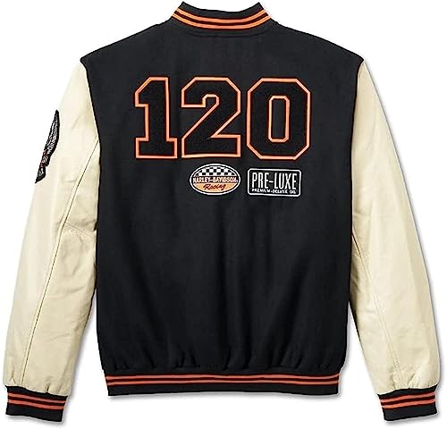 Men’s Harley Varsity Jacket | H-D Old School Letterman varsity Jacket with PU leather Sleeves Jacket for Men.2