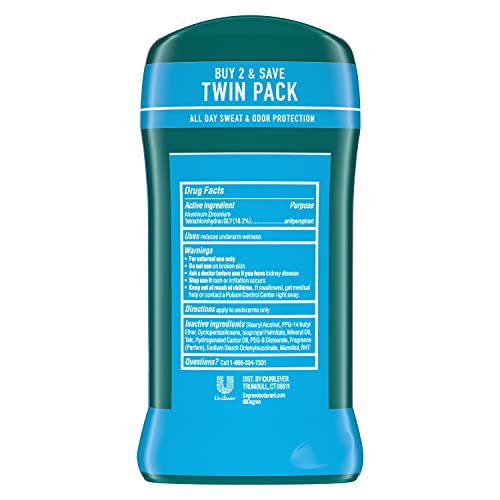 Image of Degree Men Original Antiperspirant Deodorant 48-Hour Sweat & Odor Protection Cool Rush Antiperspirant For Men 2.7 oz Twin Pack (Pack of 5)