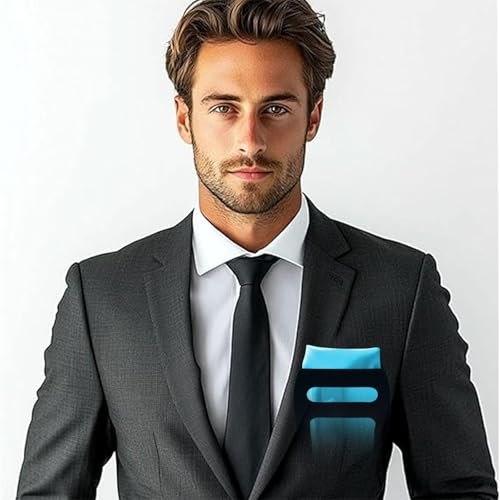 Image of Satin Mens Pocket Square with Holder, 11.8'' Suit Handkerchiefs for Men Wedding Business Casual
