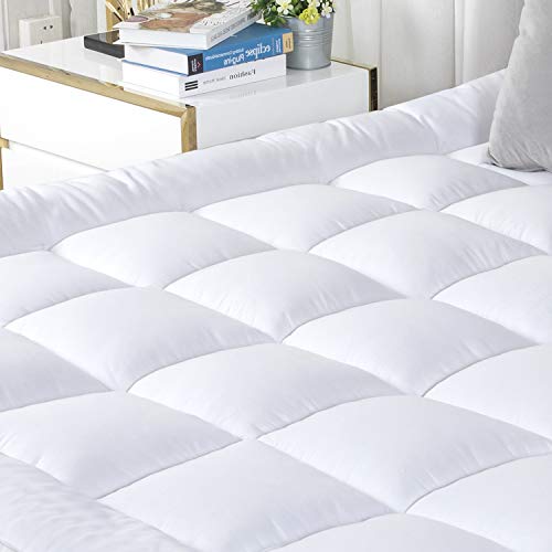 D & G THE DUCK AND GOOSE CO 2" Thick Mattress Topper King Size, Gel-Fiber Filled Bed Topper with Double Border Pillow Top Construction Guest Room