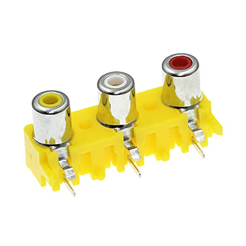 100Pcs RCA Female Socket 3 RCA AV Audio Jack 3 Hole Socket AV3-8.4-15