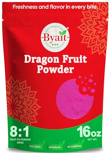 Byait Freeze Dried Dragon Fruit Powder 16 Oz, Fine Pitaya Powder for Food Coloring, Baking, Smoothies, Drinks, Ice Cream, Cocktails, Vegan, Non-GMO, No Added Sugar