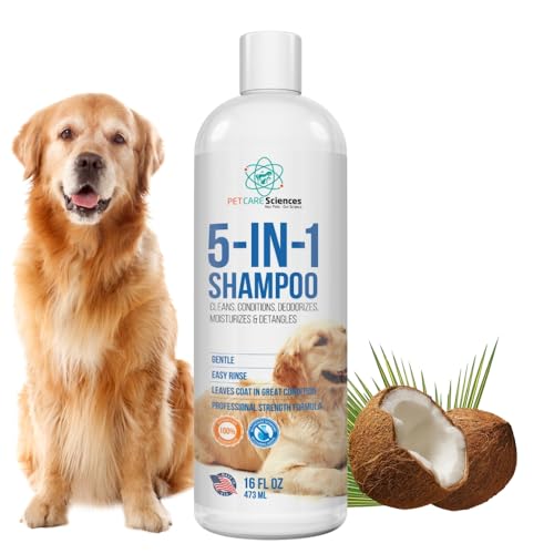 16 floz 5 in 1 Dog Shampoo for Itchy Skin - Sensitive Skin Dog Shampoo for Smelly Dogs - Dog Shampoos & Conditioners - Made in The USA