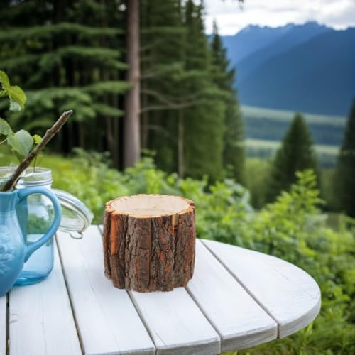 Image of balacoo 4pcs Rustic Bark Flower Buckets Water Resistant Plant Vase Container for Flower Arrangements for Balcony Garden Decor Versatile Wood Planter Pot