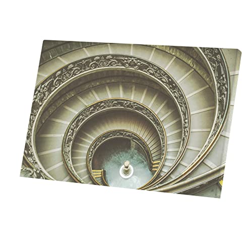 Poster Musée du Vatican escalier spirale Rome Italie tableau déco moderne gris 60x40