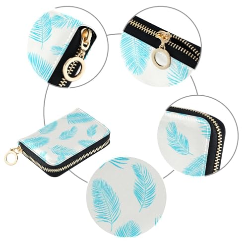 Women's Summer Plant Credit Card Holder Wallet Leather Zipper Card Case for Ladies Girls 203011444