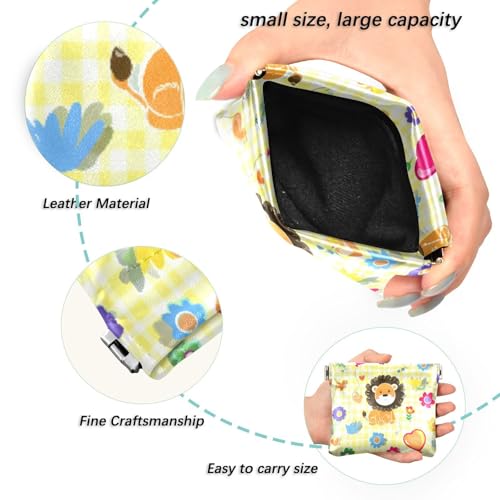 Lion Cubs Coin Purse Leather Pouch Change Purse, Squeeze Coin Pouch for Cards, Keys & Lipsticks, Unisex2