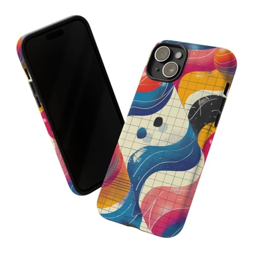 Coque iPhone 15 Plus motif géométrique abstrait rigide mate multicolore - 2