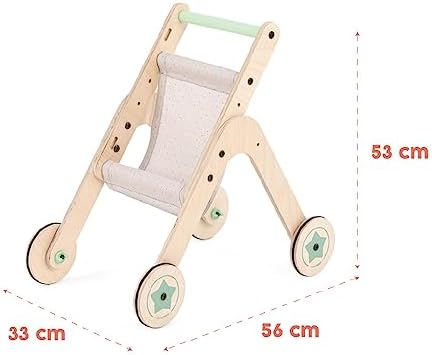 Mamatoyz Trio 2'si 1 Arada Ahşap Yürüme Arkadaşı ve Oyuncak Bebek Arabası, Yürüteç - Görsel 5
