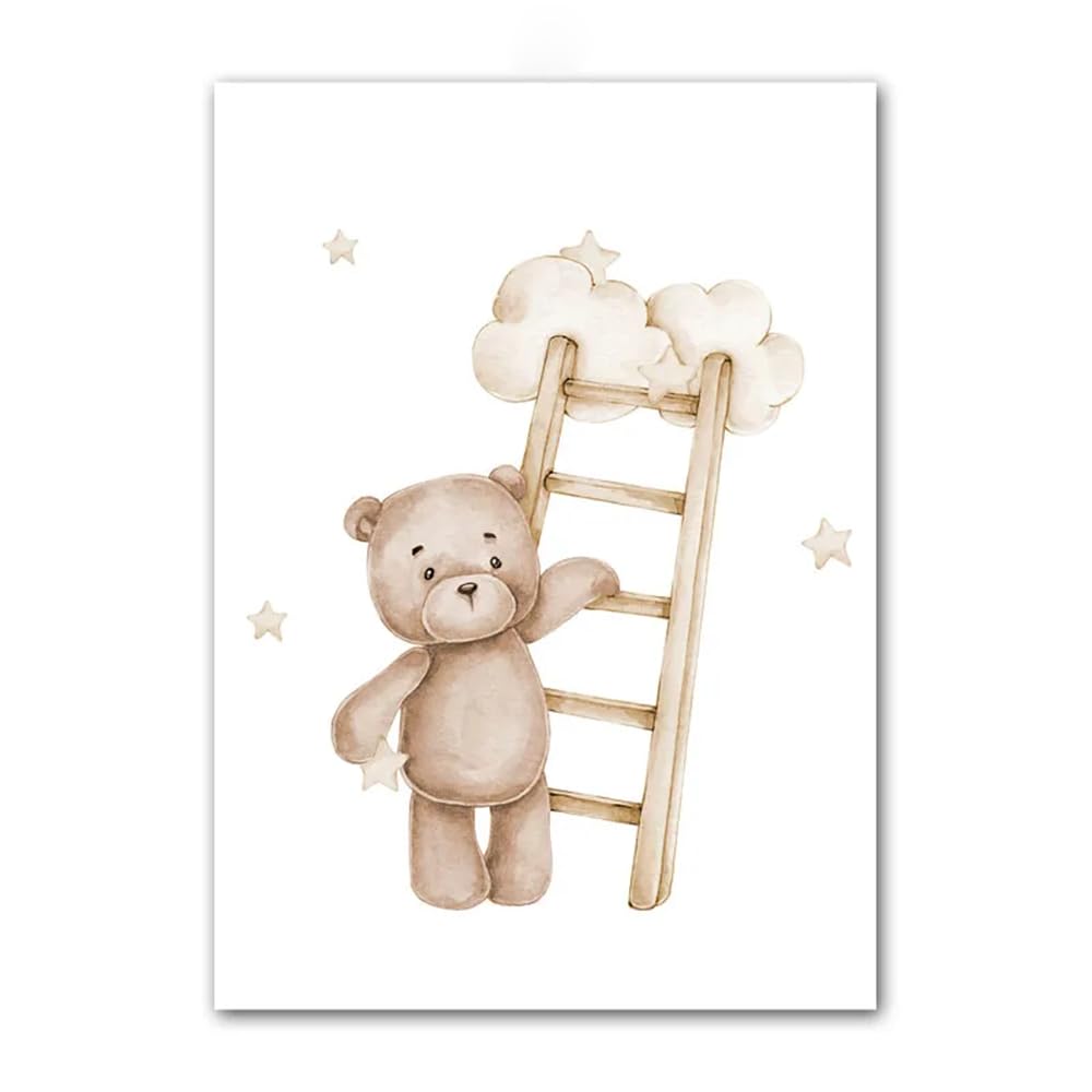 BeiYiHo 3 Affiche Chambre Bébé Beige Deco Ourson Chambre Bebe Tableau Decoration Murale Chambre Garcon 30x40 Poster Ours Chambre Enfant Garcon Cadeau SANS CADRE