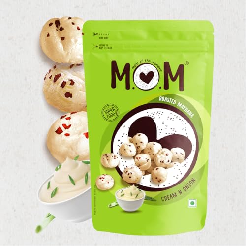 Image of MOM - Meal of the Moment, Roasted Cream N Onion Makhana (Pack of 9), 52 / 56g Gluten Free | Anti Oxidants | MSG Free | Zero Trans Fat | No added Preservatives and No Artificial Flavours