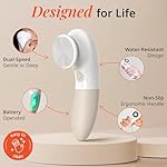 Raedia Handheld Facial Cleansing Brush with 4 Interchangeable Brush Heads by Vanity Planet - Lightweight Daily Cleansing Brush for Glowing Skin - Water Resistant Face Exfoliator - Warm Grey - Image 3