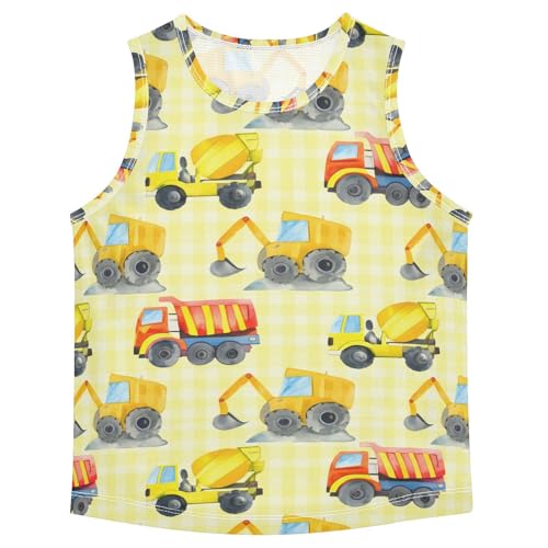 Construction Truck Yellow Boys Tank Tops Quik Dry Toddler Tank Top Undershirts T-Shirts for Boys,3T