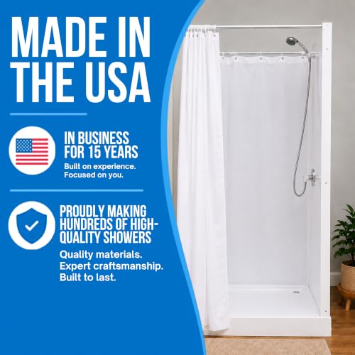 1 Ducha portátil interior con pared (28” x 28”) con conexiones miniatura 5