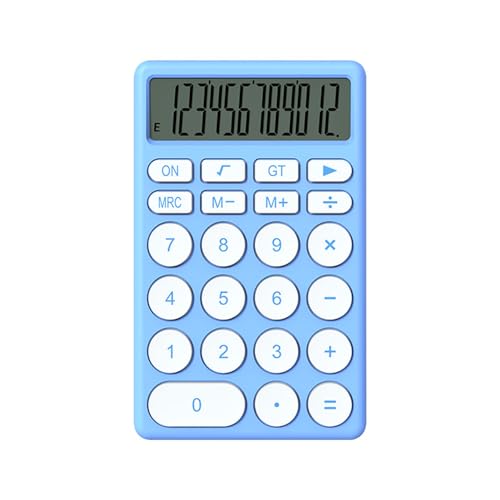 Small Calculator, Cute Cartoon Pocket Calculator Comfortable Grip with Large Screen Display, Portable Silent Handheld Calculating Machine for Home School Office Business (Blue)