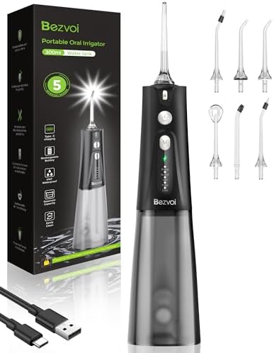 Portable Oral Irrigator: 5 Modes, 300ml Water Tank, IPX7 Waterpro...