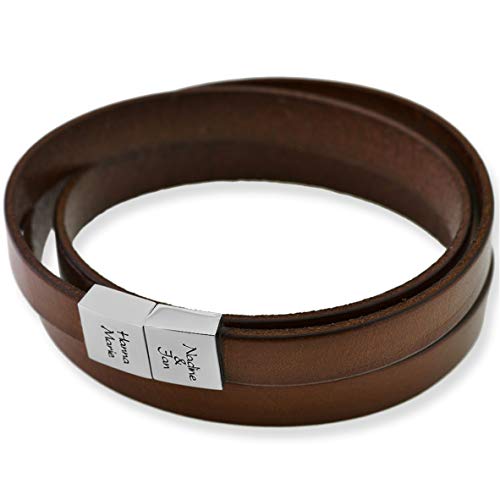 Herren Armband Gravur Leder braun Mann Lederarmband Koordinaten oder Spruch...