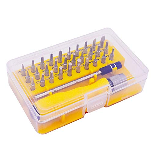 Schraubendreher-Set, Torx Hex Winkel Bit Kit Präzision 32 in 1 Parafusadeira Minischraubenzieher Magnetic Multifunktionshandwerkzeuge (Color : Yellow
