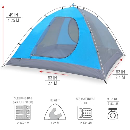KAZOO Carpa impermeable para mochileros 3 personas ligera miniatura 2