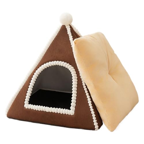 Cat House Bed | エンクローズドドッグベッド | 冬用暖かいペットハット 安全なネストテントハウス 寝室リビング対応 小型犬猫用 室内用 子犬子猫ホーム