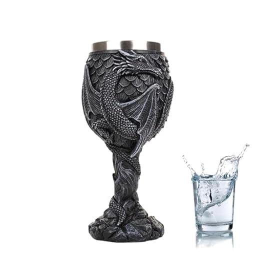 Jlobnyiun Copa medieval, cáliz de vino de dragón de acero inoxidable, vaso para beber, accesorio de y reunión, taza decorativa multiusos, mesa bar, cena, celebración, bebida diaria para el | Ya disponible en tu tienda friki favorita! En mundofriki.es!