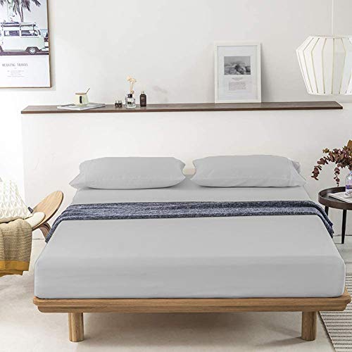 YRM Bedding's Bedsheet 100 Cotton 500TC Extra Soft Silver Grey 4 Pcs