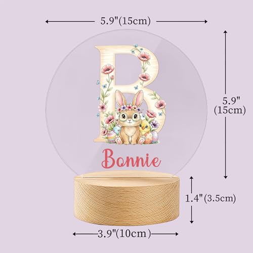 Lámpara de Mesa de Noche Conejo Floral Personalizable miniatura 6