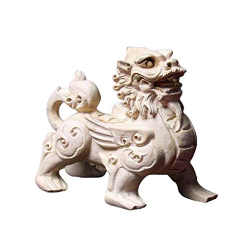 Statue Feng Shui Chinoise en bois blanc pour attirer la richesse au bureau