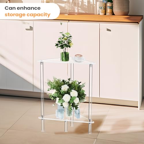 Mesa auxiliar acrílica de construcción transparente y diseño triangular minimalista 6