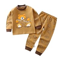 Boys Kids Infant Toddler Teddy Bear Cotton Comfy Nightwear Sleepwear Pyjama Set Ages 2 to 6 (Age 2-3, Brown)