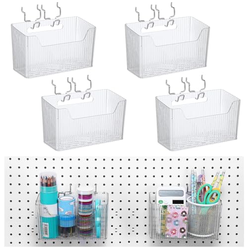 Suzile 4 Pcs Pegboard Bins Plastic Bins Set 7.9 x 3.3 x 4.7'' Peg...
