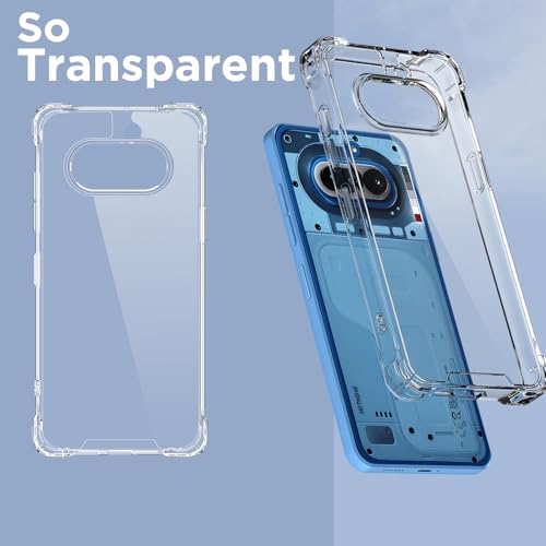 Image of Amazon Basics Back Cover for Nothing Phone 4a 5G PC + TPU Clear Transparent Raised Edges Shockproof Protective Phone Bumper Case (Transparent)