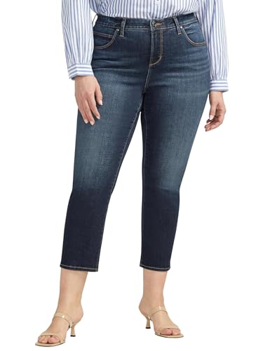 Jag Jeans Women's Plus Size Ruby Mid Rise Straight Cropped Jeans