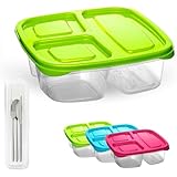 ELENANO Lunch Box de Plastico sin BPA de 1,22L con Portacubiertos Fiambreras Comida Trabajo para Colegio Niños y Adultos de 20x20x6 cm Bento Box apta para Microondas y Lavavajillas (VERDE PISTACHO)