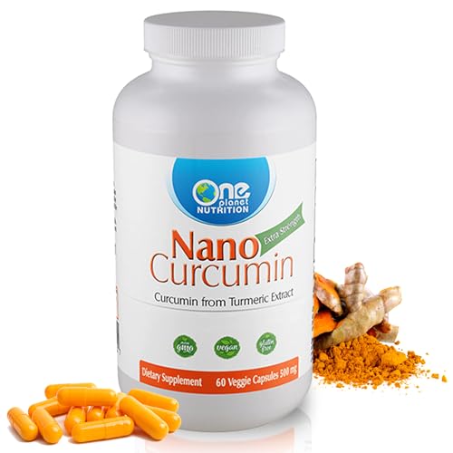 One Planet Nutrition Nano Curcumin 500 mg Veggie Capsules (60 Servings), Nano for High Absorption, Supports Anti-Inflammatory & Immune Health, Non-GMO, Vegan, Gluten-Free