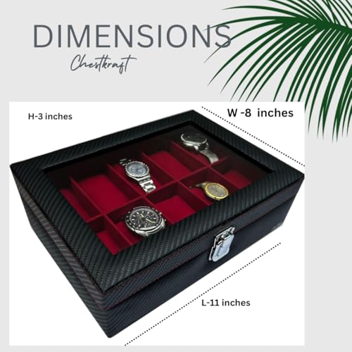 Image of Luxury Watch Box in Leatherette and Suede (Wine pearl)