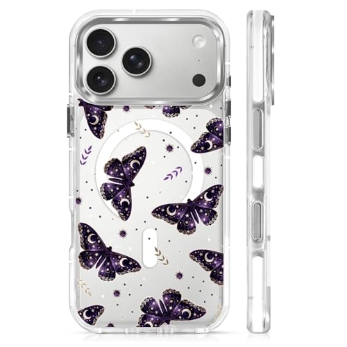 Coque iPhone 17 Pro Max compatible Magsafe esthétique violet foncé pour fille et femme
