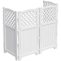 Devoko Outdoor Privacy Fence, 4 Fence Panels Privacy Screen Panels for Outside and Yard, Resin Air Conditioner Lattice Fence for Trash Can (White)
