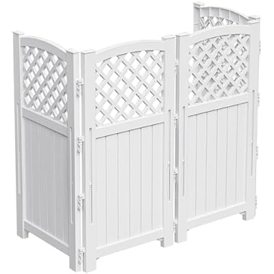 Devoko Outdoor Privacy Fence, 4 Fence Panels Privacy Screen Panels for Outside and Yard, Resin Air Conditioner Lattice Fence for Trash Can (White)