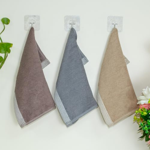 Image of RANGOLI 100% Bamboo Face Towel Set of 3, 500 GSM, Quick Dry Towels for Face, Gym, Travel, Ultra Soft Highly Absorbent, 30Cm X 30Cm, Ash Brown, Beige & Dark Grey